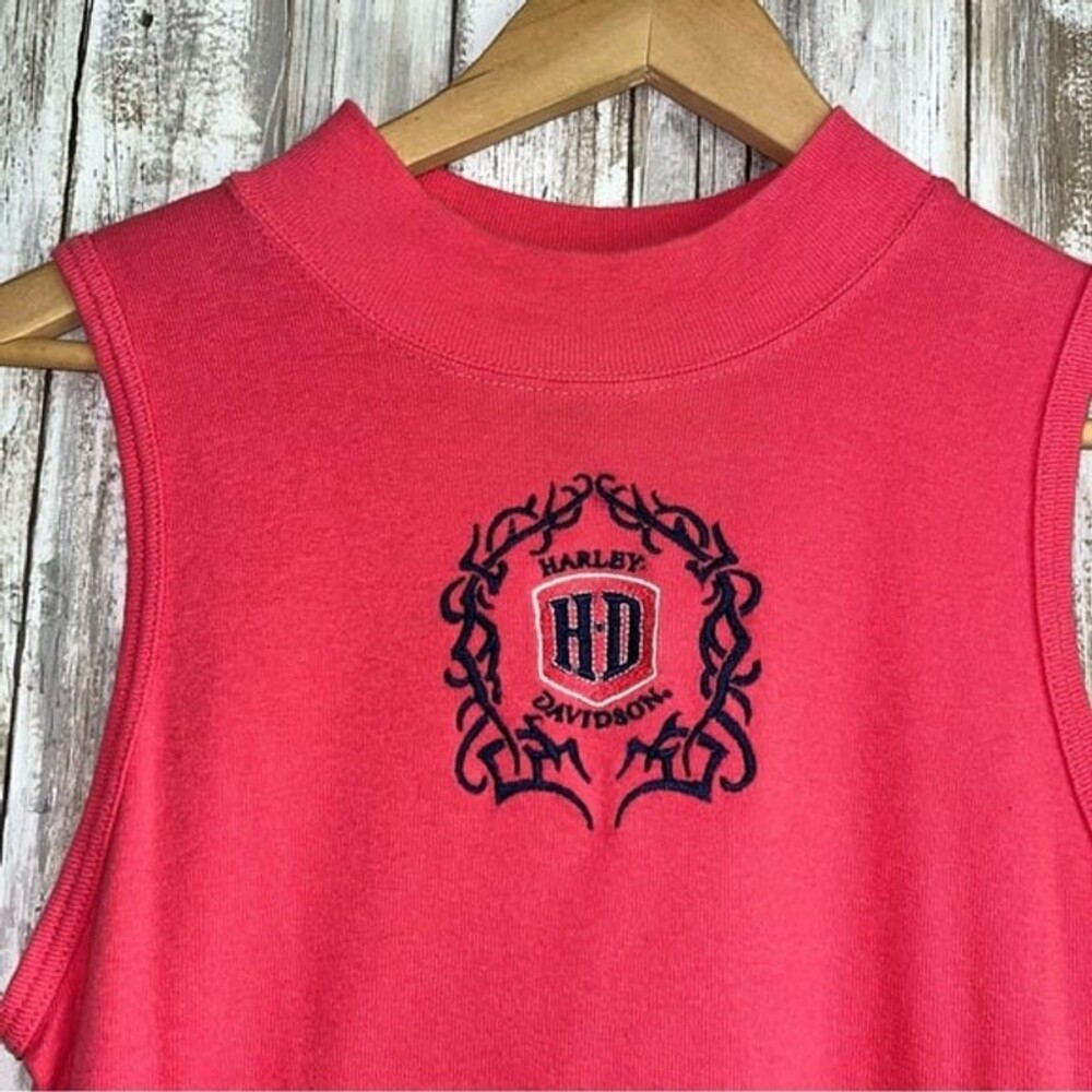 Harley Davidson Pink Embroidered High Neck Tank - Picture 5 of 5